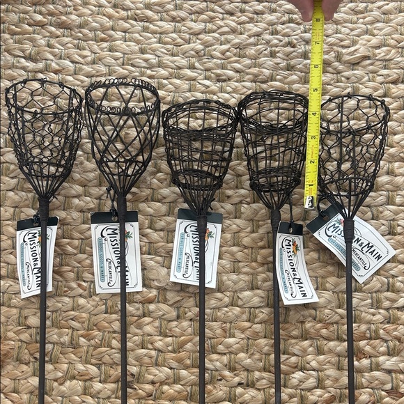 40” tall Set of 5 Black Garden votive candle Stakes - Picture 3 of 4